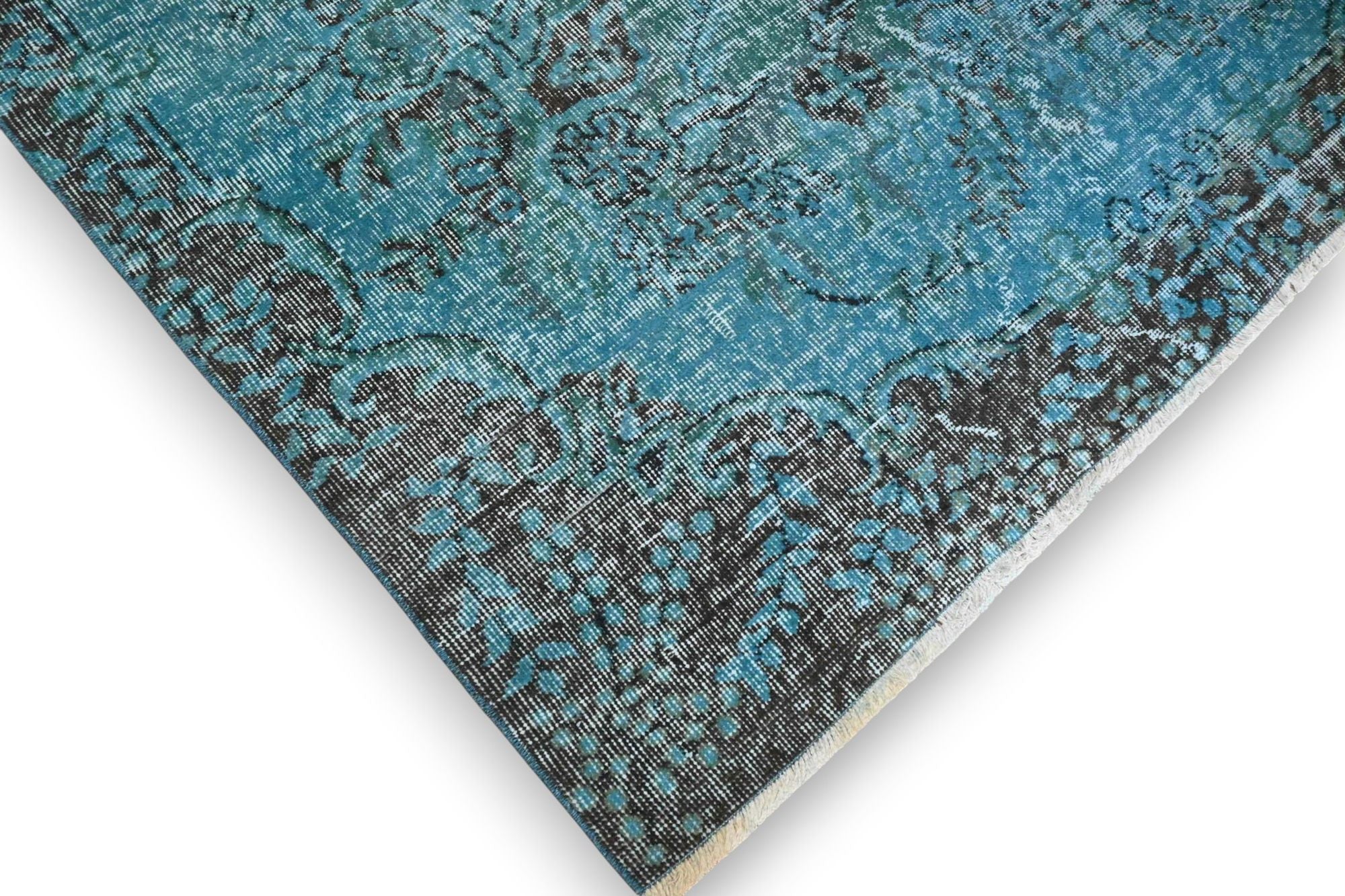 Diep petrolturquoise vintage vloerkleed - G604
