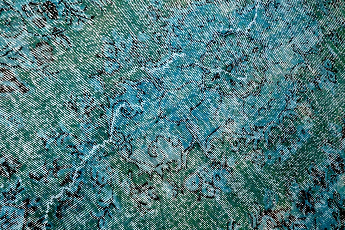 Diep petrolturquoise vintage vloerkleed - G604