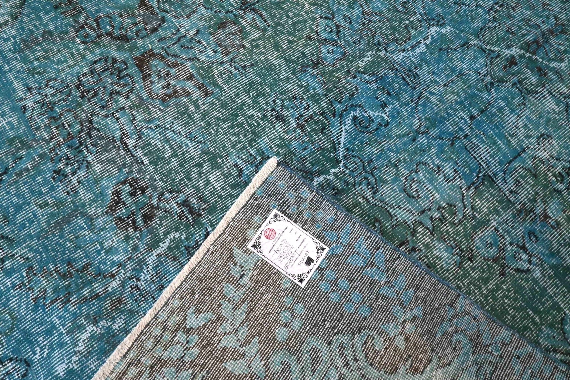Diep petrolturquoise vintage vloerkleed - G604