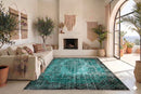 Zacht turquoise vintage vloerkleed - G606