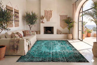 Zacht turquoise vintage vloerkleed - G606