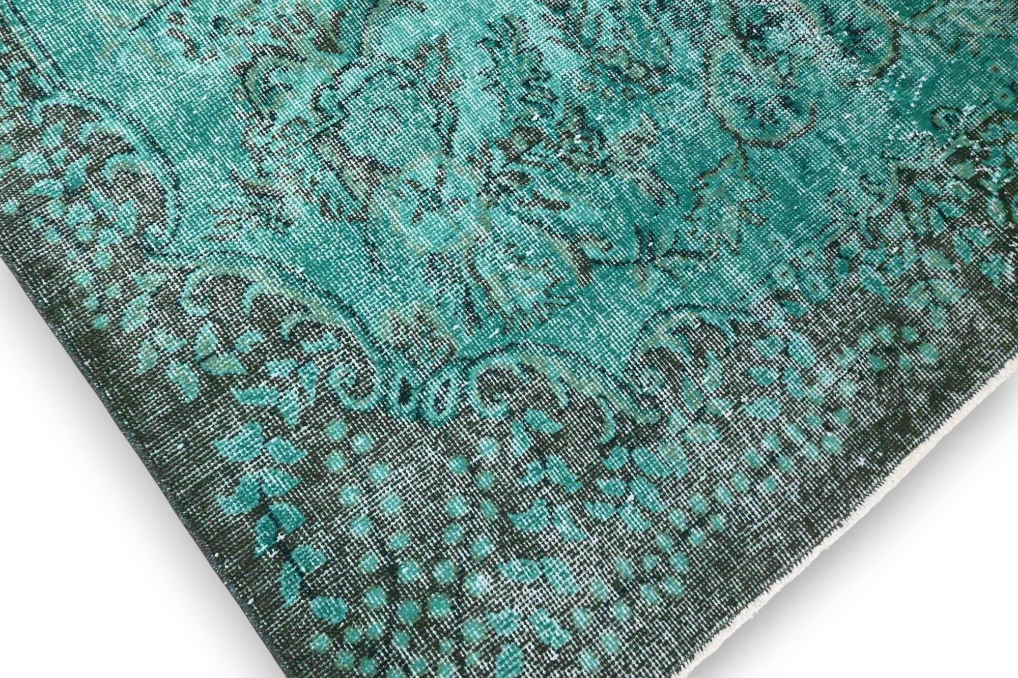 Zacht turquoise vintage vloerkleed - G606