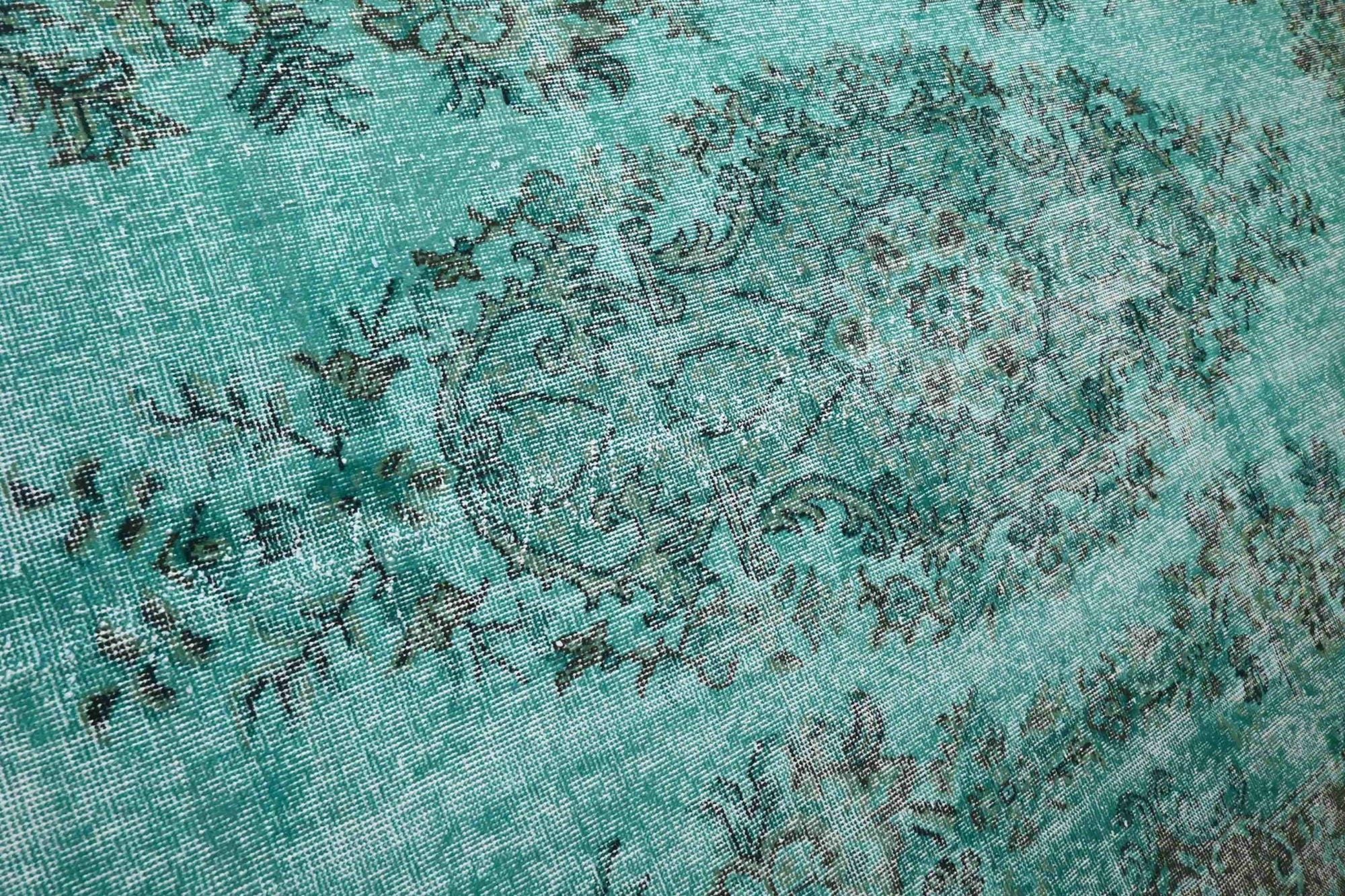 Zacht turquoise vintage vloerkleed - G606