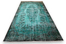 Zacht turquoise vintage vloerkleed - G606