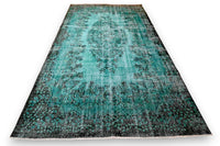 Zacht turquoise vintage vloerkleed - G606