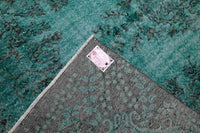Zacht turquoise vintage vloerkleed - G606