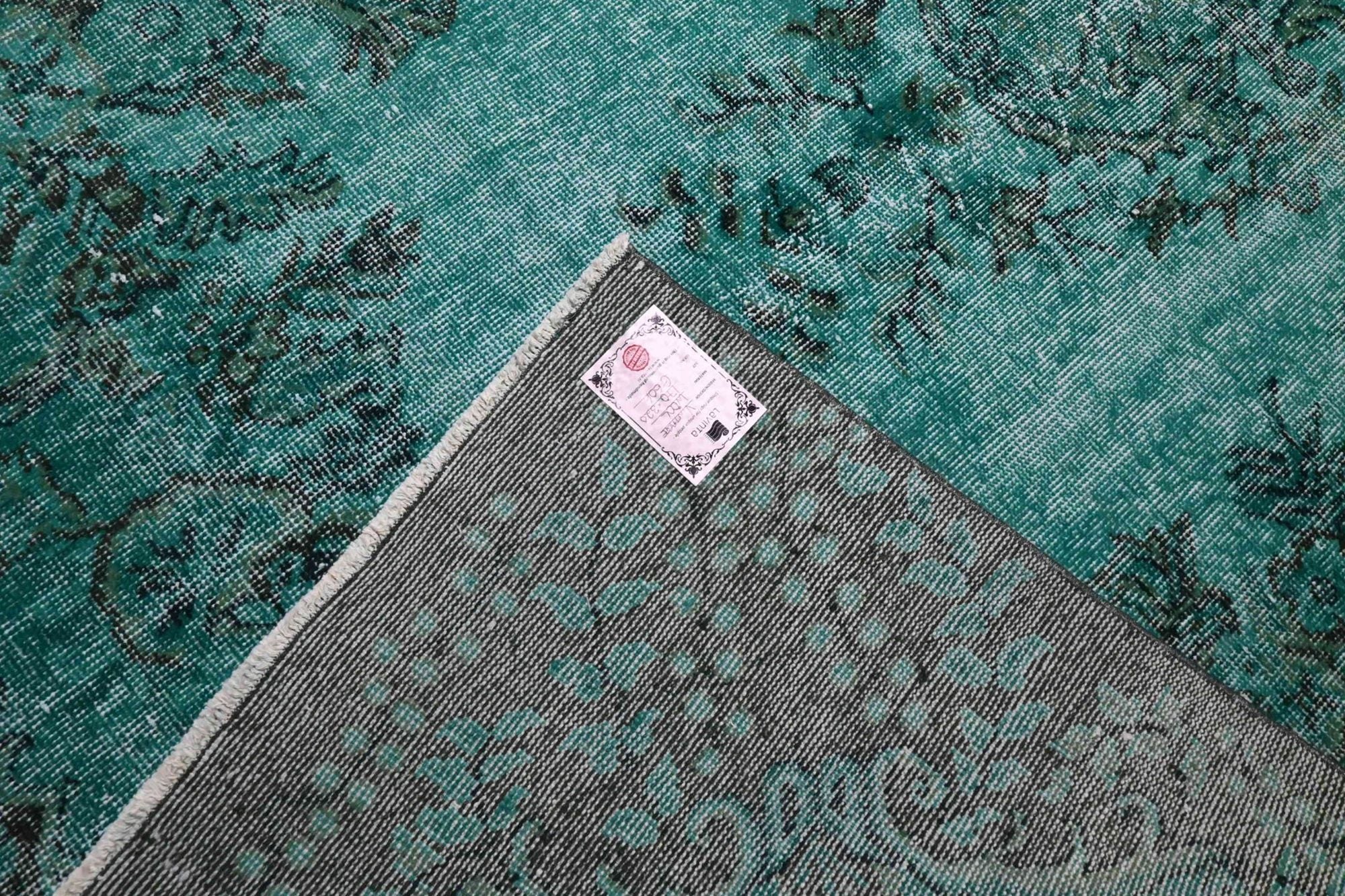 Zacht turquoise vintage vloerkleed - G606