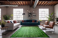 Rijk smaragdgroen vintage vloerkleed - G607