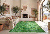 Warm mosgroen vintage vloerkleed - G609