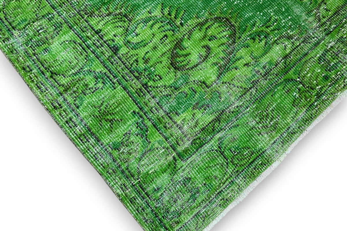 Warm mosgroen vintage vloerkleed - G609