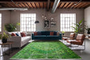 Warm mosgroen vintage vloerkleed - G609