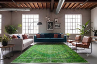 Warm mosgroen vintage vloerkleed - G609