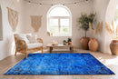 Zuiver kobaltblauw vintage vloerkleed - G612