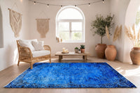 Zuiver kobaltblauw vintage vloerkleed - G612