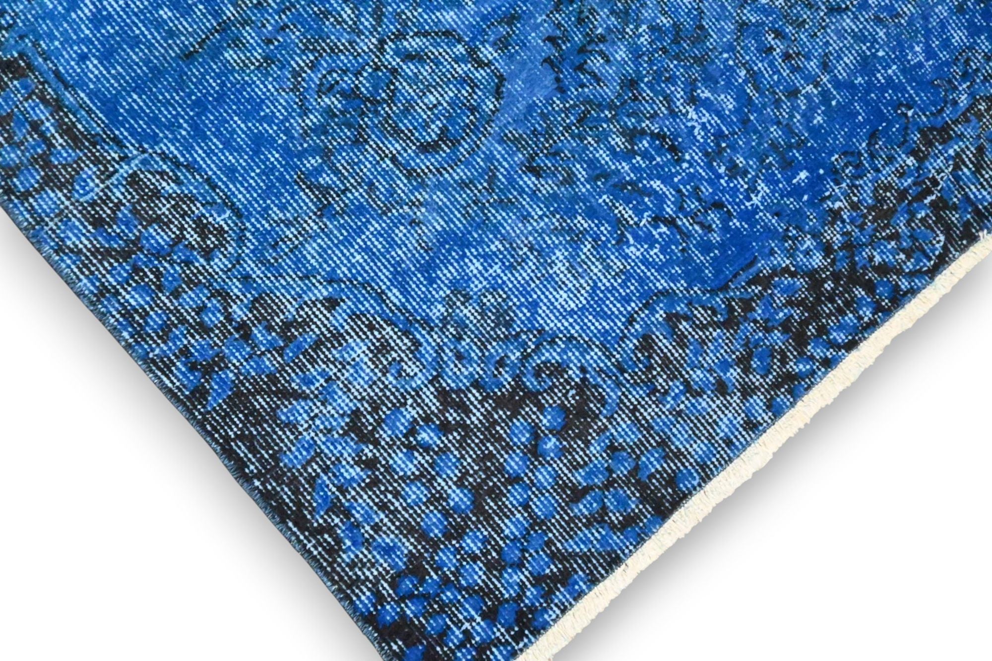 Zuiver kobaltblauw vintage vloerkleed - G612