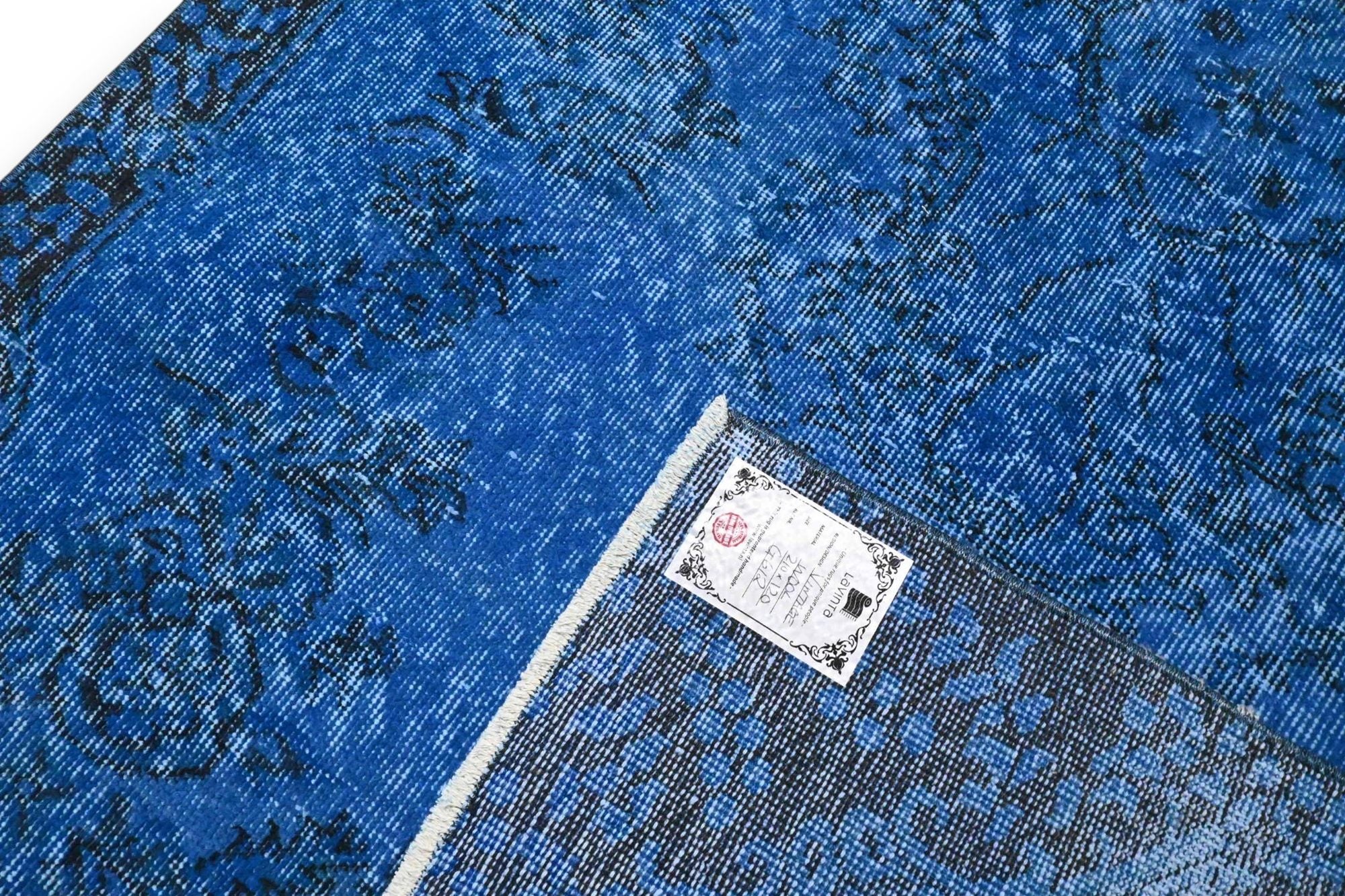 Zuiver kobaltblauw vintage vloerkleed - G612