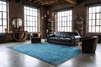 Diep staalblauw vintage vloerkleed - G616