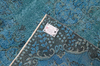 Diep staalblauw vintage vloerkleed - G616