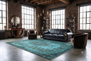 Zeegroen turquoise vintage vloerkleed - G617