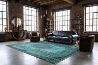 Zeegroen turquoise vintage vloerkleed - G617