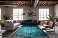 Zeegroen turquoise vintage vloerkleed - G617