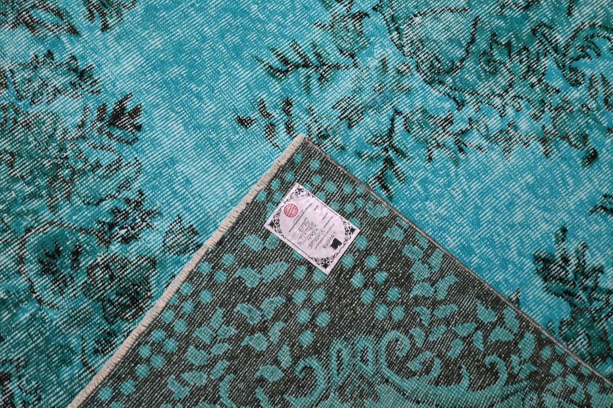 Zeegroen turquoise vintage vloerkleed - G617