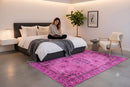Fel fuchsia roze vintage vloerkleed - G618