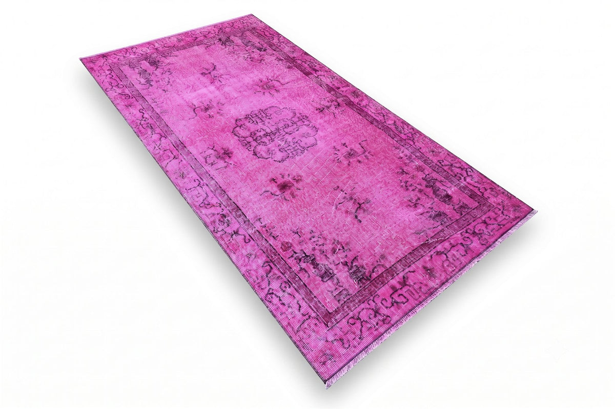 Fel fuchsia roze vintage vloerkleed - G618