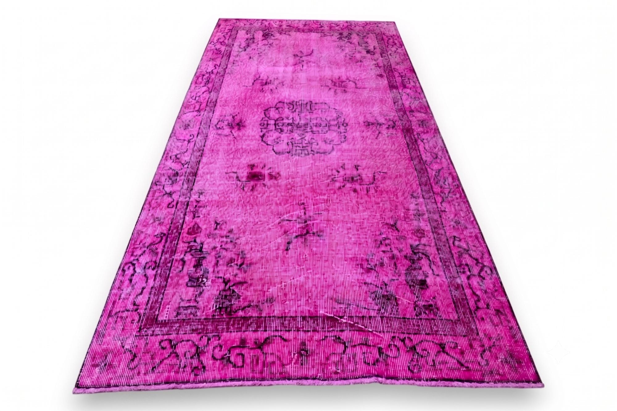 Fel fuchsia roze vintage vloerkleed - G618