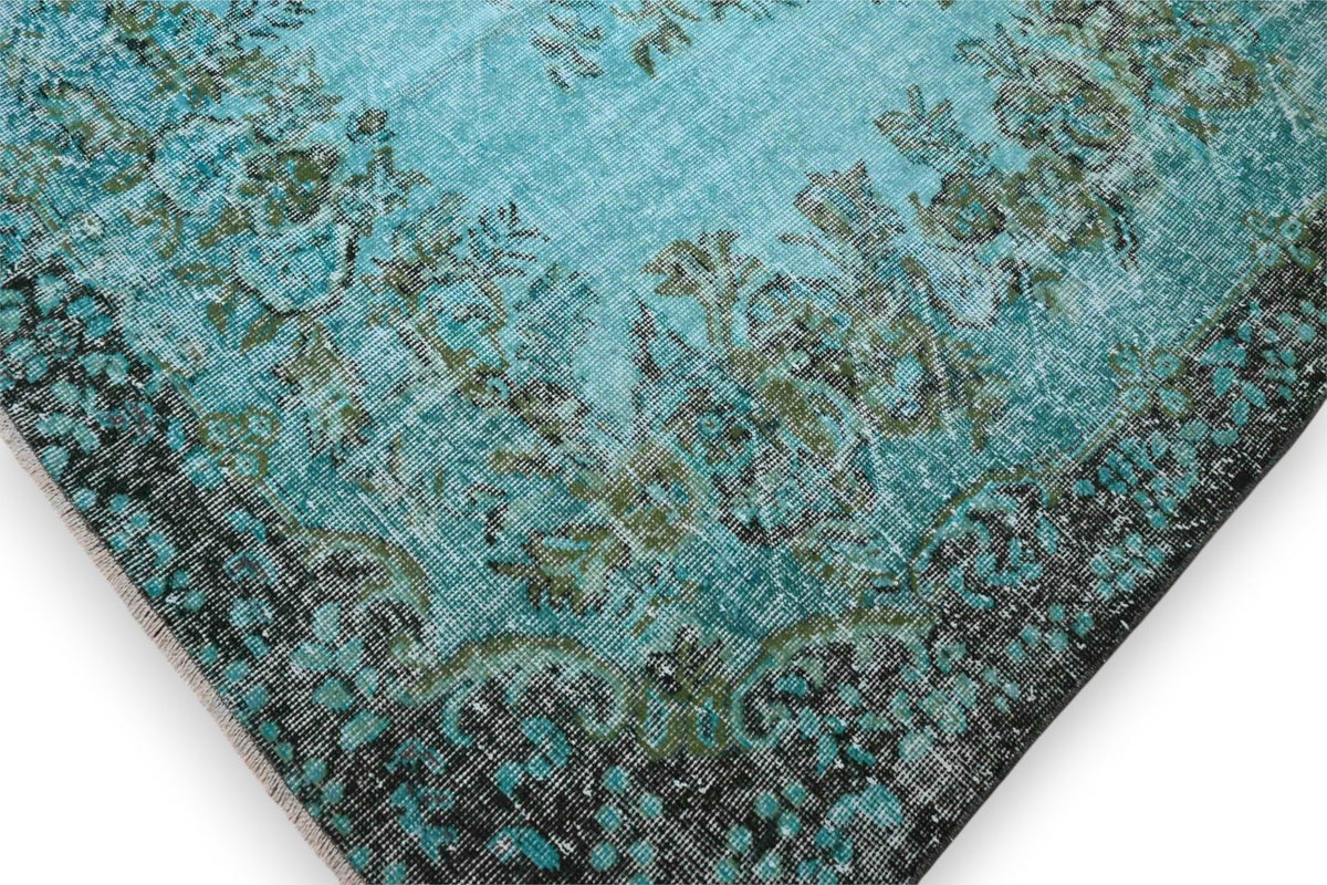 Diep zeeturquoise vintage vloerkleed - G620