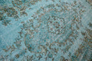 Diep zeeturquoise vintage vloerkleed - G620