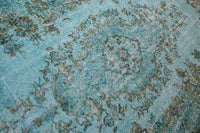 Diep zeeturquoise vintage vloerkleed - G620