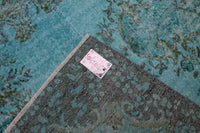 Diep zeeturquoise vintage vloerkleed - G620