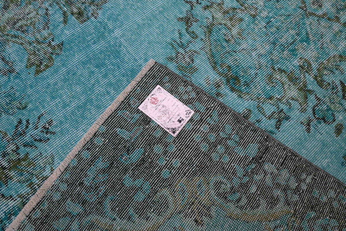 Diep zeeturquoise vintage vloerkleed - G620