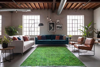 Vurig grasgroen vintage vloerkleed - G623