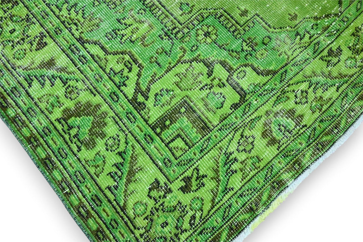 Vurig grasgroen vintage vloerkleed - G623