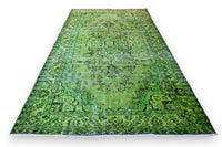 Vurig grasgroen vintage vloerkleed - G623