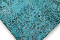 Diep verweerd turquoise vintage vloerkleed - G624