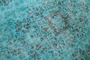 Diep verweerd turquoise vintage vloerkleed - G624
