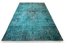 Diep verweerd turquoise vintage vloerkleed - G624