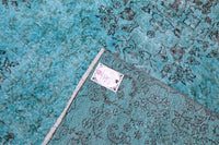 Diep verweerd turquoise vintage vloerkleed - G624