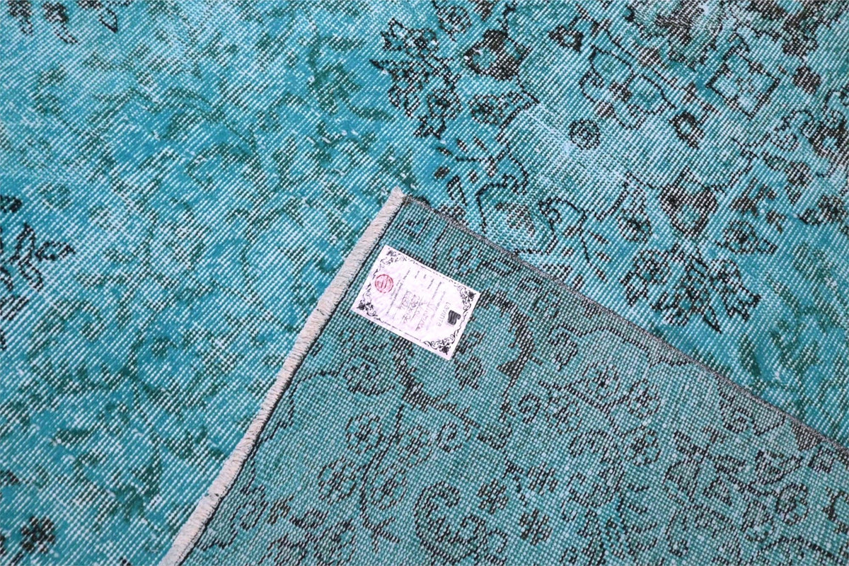 Diep verweerd turquoise vintage vloerkleed - G624