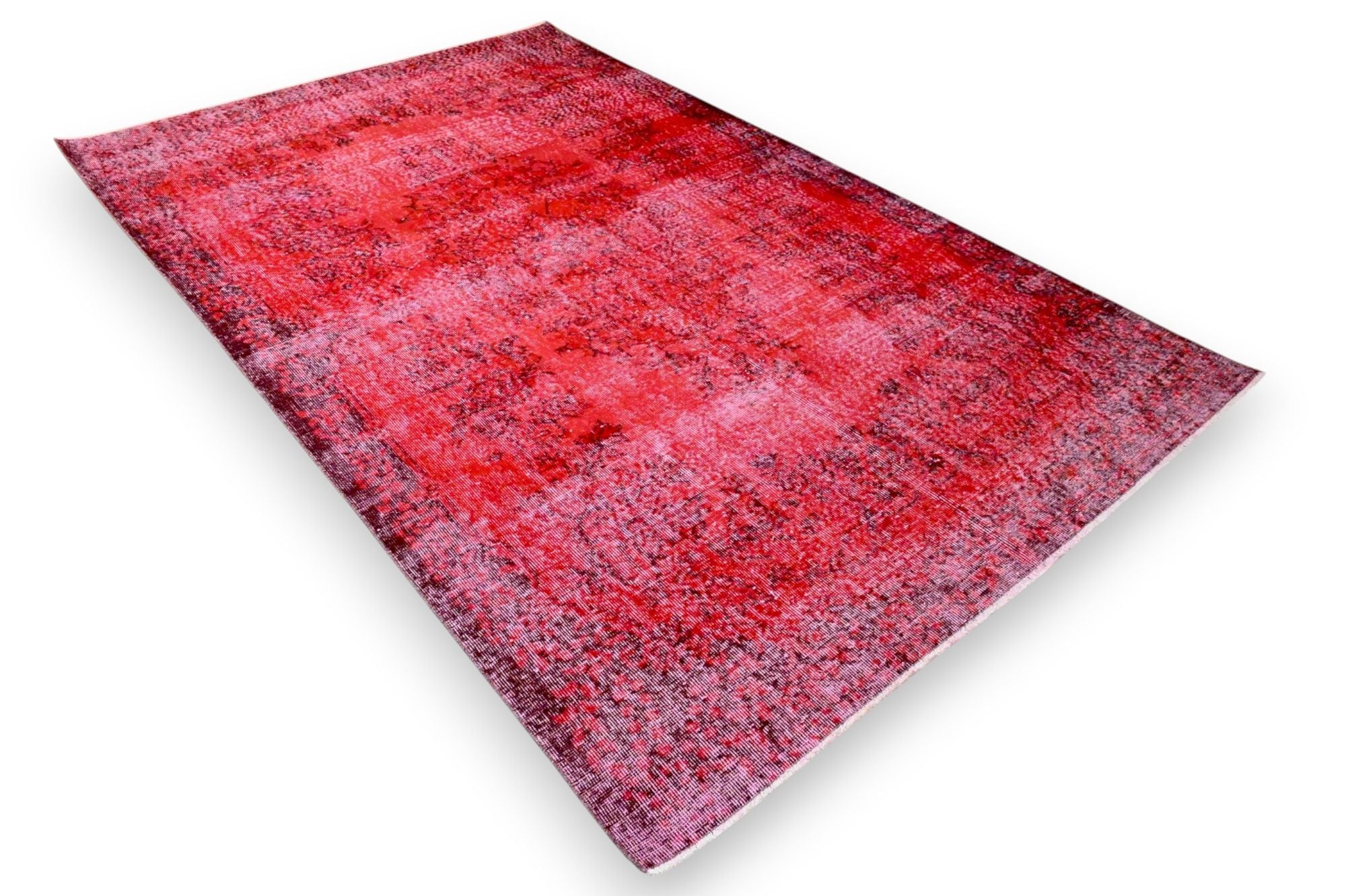 Levendig kersenrood vintage vloerkleed - G625