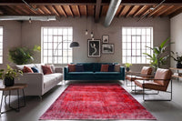 Levendig kersenrood vintage vloerkleed - G625