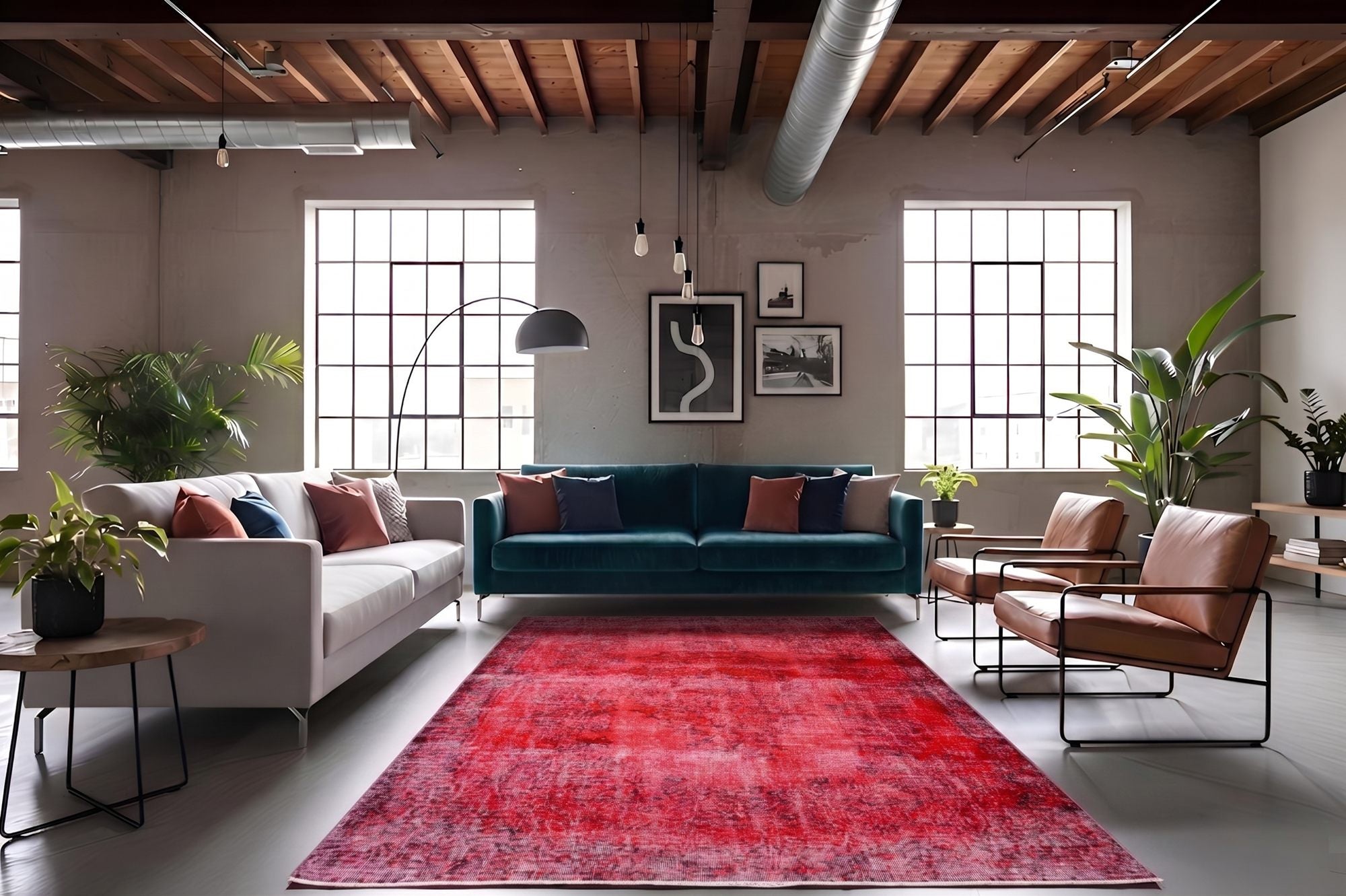 Levendig kersenrood vintage vloerkleed - G625