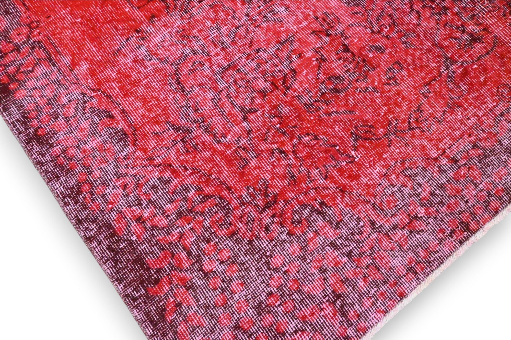 Levendig kersenrood vintage vloerkleed - G625