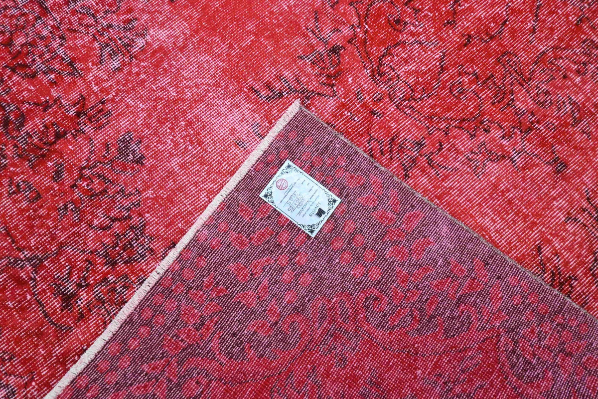 Levendig kersenrood vintage vloerkleed - G625
