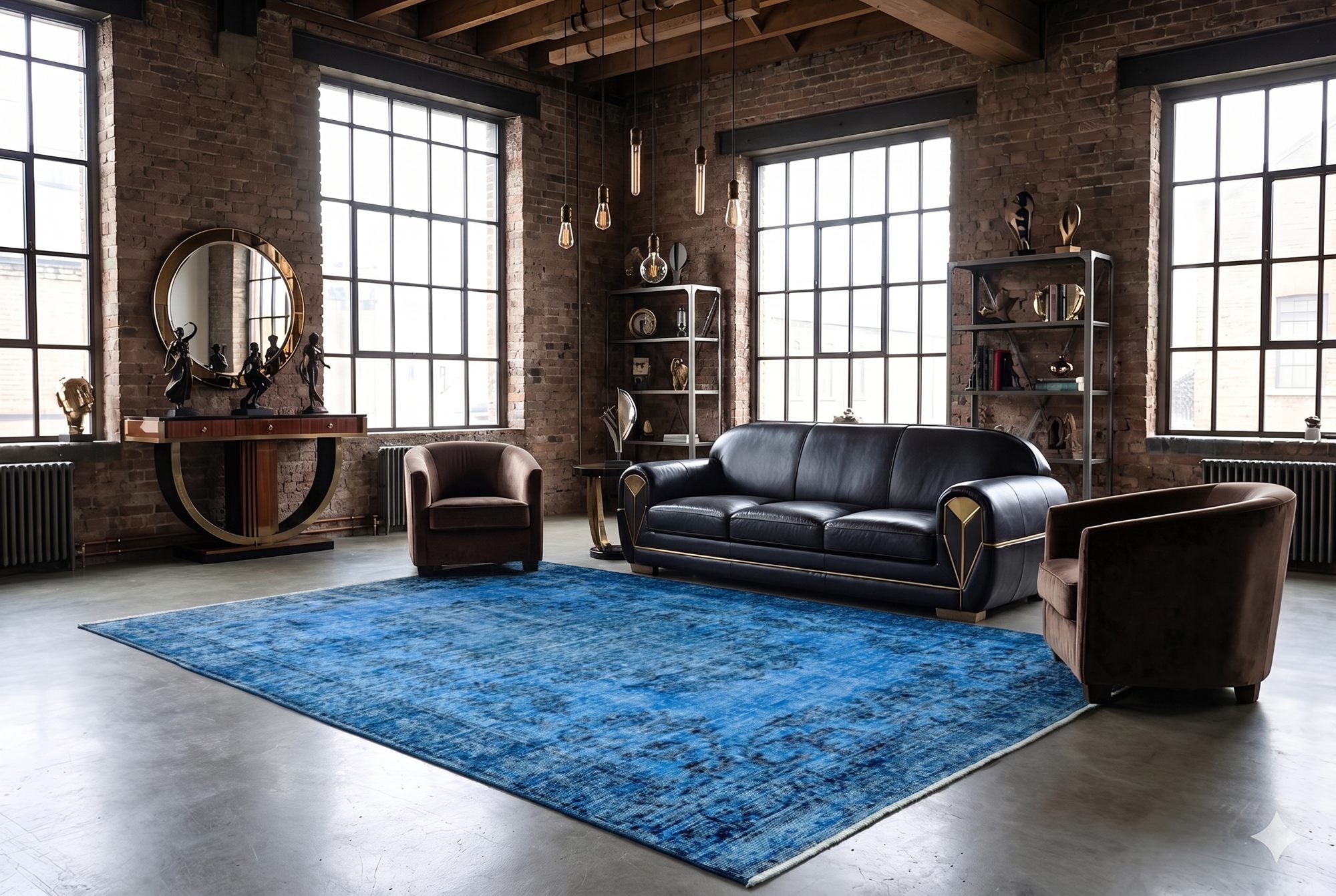 Diep saffierblauw vintage vloerkleed - G626