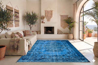 Diep saffierblauw vintage vloerkleed - G626