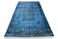 Diep saffierblauw vintage vloerkleed - G626